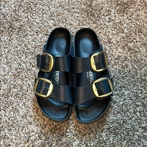 COPY - Women Navy Sandals with Gold Buckles